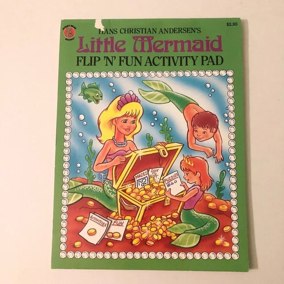 Vtg Hans Andersens Little Mermaid  Flip and Fun Activity Pads 2 Colouring Books - Picture 2 of 16